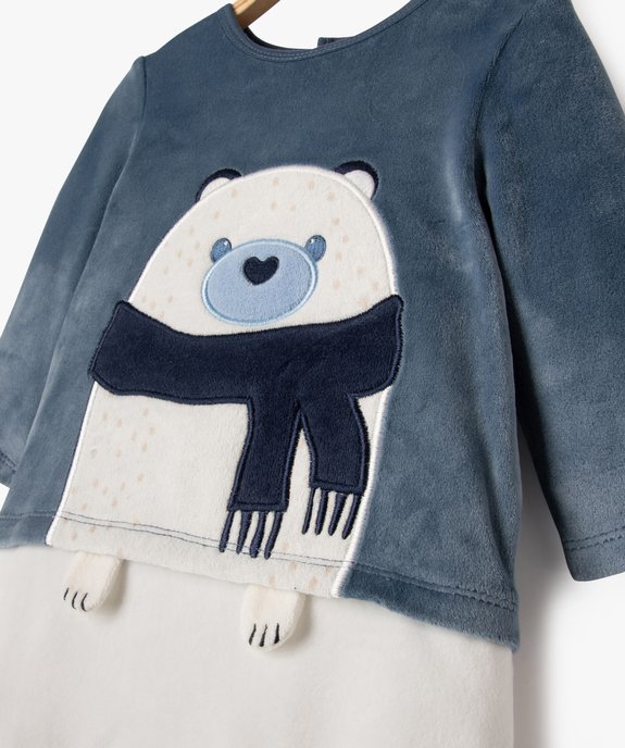 Pyjama en velours effet 2 en 1 avec motif ours bébé garçon vue2 - GEMO(BB COUCHE) - GEMO