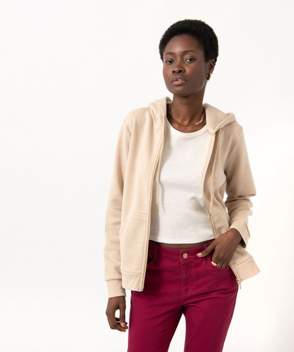 Sweat zippé à capuche avec intérieur molletonné femme vue1 - GEMO(FEMME PAP) - GEMO