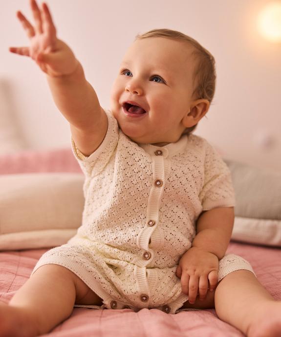 Combishort en coton façon crochet bébé fille - LuluCastagnette vue1 - LULUCASTAGNETTE - GEMO