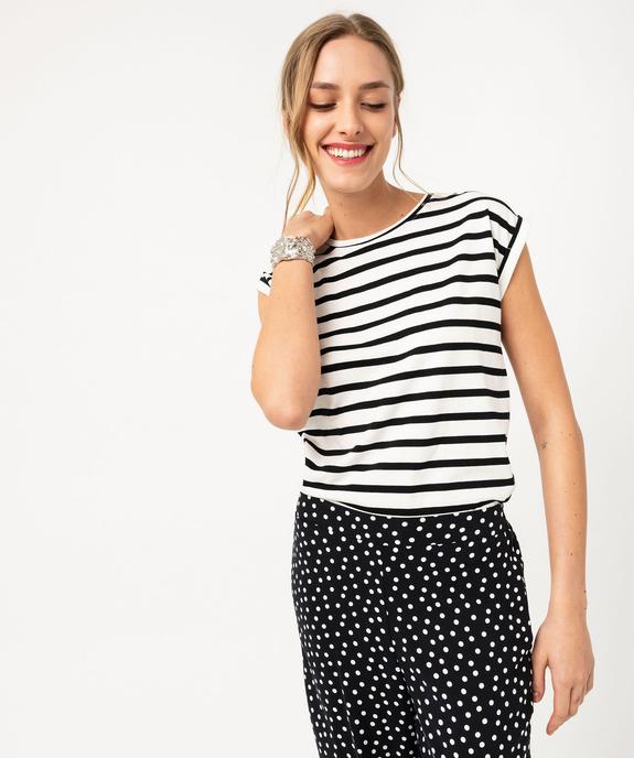Tee-shirt rayé à manches ultra courtes femme vue2 - GEMO 4G FEMME - GEMO