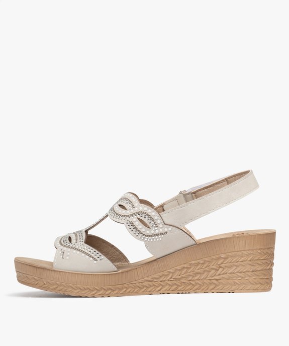 Sandales confort compensées avec perles et strass femme vue3 - G'FLEX - GEMO