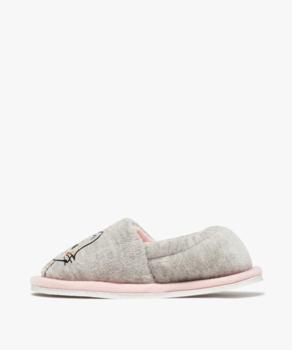 Chaussons fille en velours ras imprimé chat vue3 - GEMO 4G FILLE - GEMO