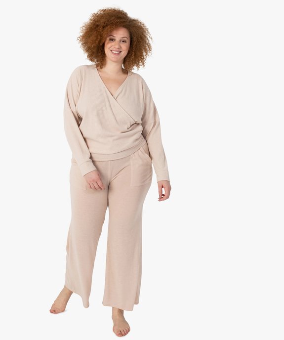 Tee-shirt femme grande taille à manches longues forme cache-cœur  vue5 - GEMO(HOMWR FEM) - GEMO