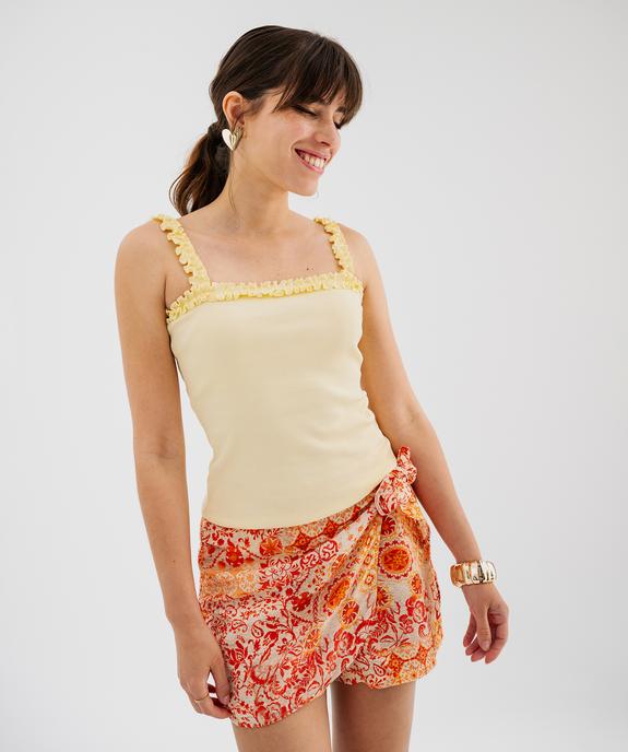 Débardeur en maille côtelée extensible à bretelles froncées femme vue2 - GEMO(FEMME PAP) - GEMO