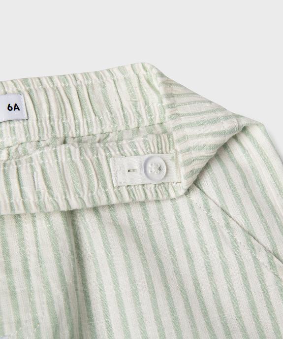 Bermuda en lin et coton rayé garçon vue2 - GEMO 4G GARCON - GEMO