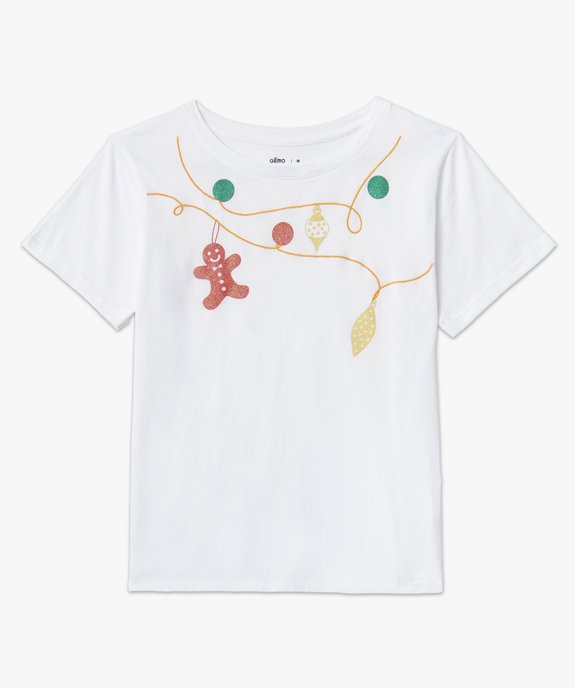 Tee-shirt femme à manches courtes spécial Noël vue4 - GEMO(FEMME PAP) - GEMO