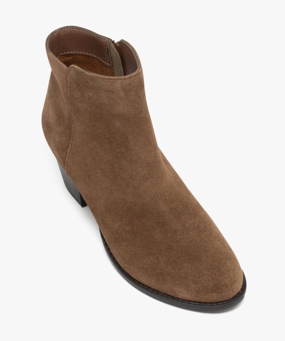 Boots femme unies en cuir suédé à talon carré vue5 - GEMO(URBAIN) - GEMO