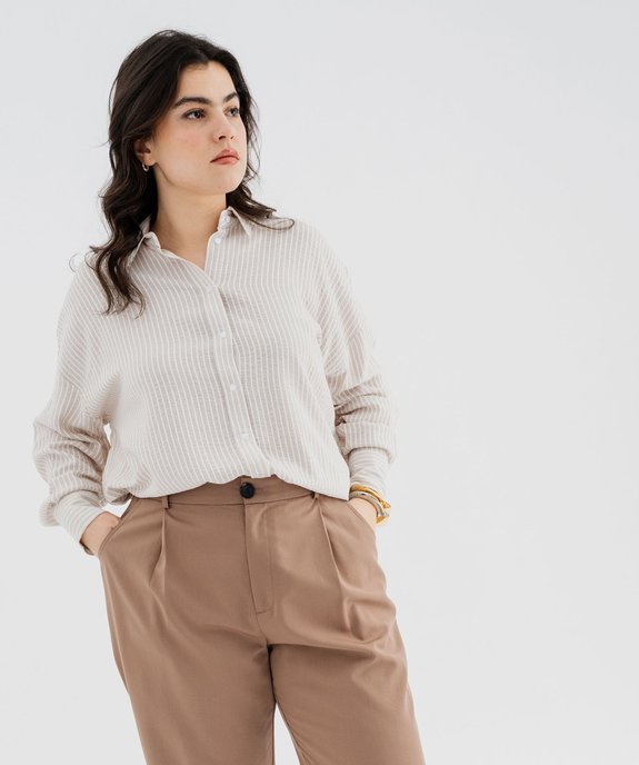 Chemise rayée à manches longues femme grande taille vue1 - GEMO (G TAILLE) - GEMO