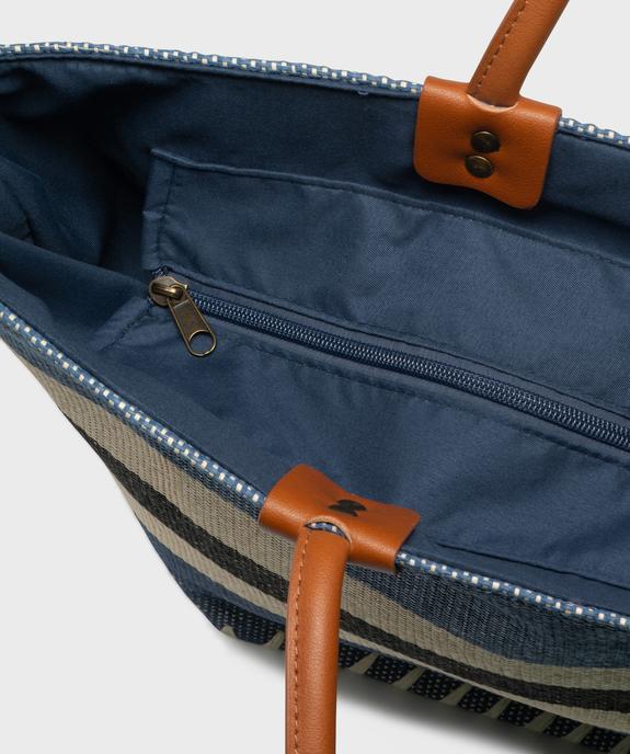 Sac cabas en paille de papier rayée femme vue4 - GEMO (ACCESS) - GEMO