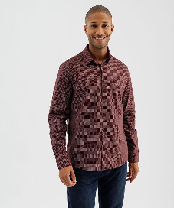 Chemise manches longues à micro-motifs homme vue1 - GEMO 4G HOMME - GEMO