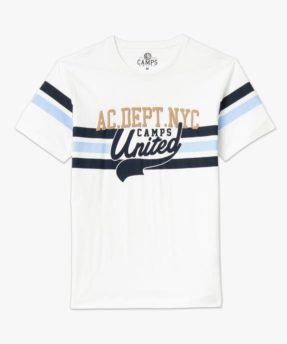 Tee-shirt manches courtes à rayures et inscriptions homme - Camps United vue5 - CAMPS GEMO FOR GOOD - GEMO