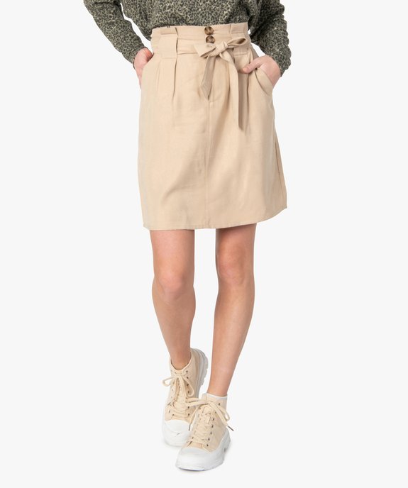 Jupe femme en toile avec ceinture à nouer vue1 - GEMO(FEMME PAP) - GEMO
