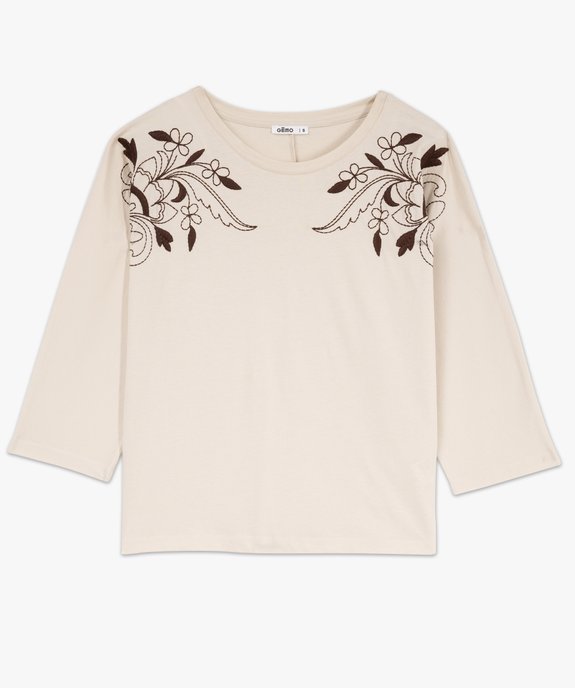 Tee-shirt manches 3/4 avec motifs brodés femme vue4 - GEMO(FEMME PAP) - GEMO