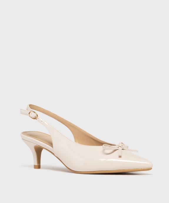 Escarpins vernis kitten heels à bout pointu et talon ouvert femme vue2 - FOLLOW ME - GEMO