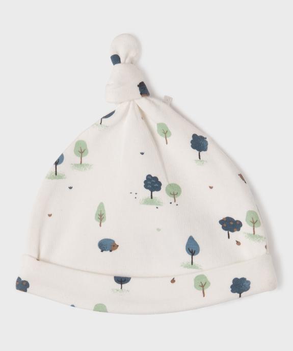 Bonnet de naissance en jersey avec noeud bébé garçon (lot de 2)  vue3 - GEMO 4G BEBE - GEMO
