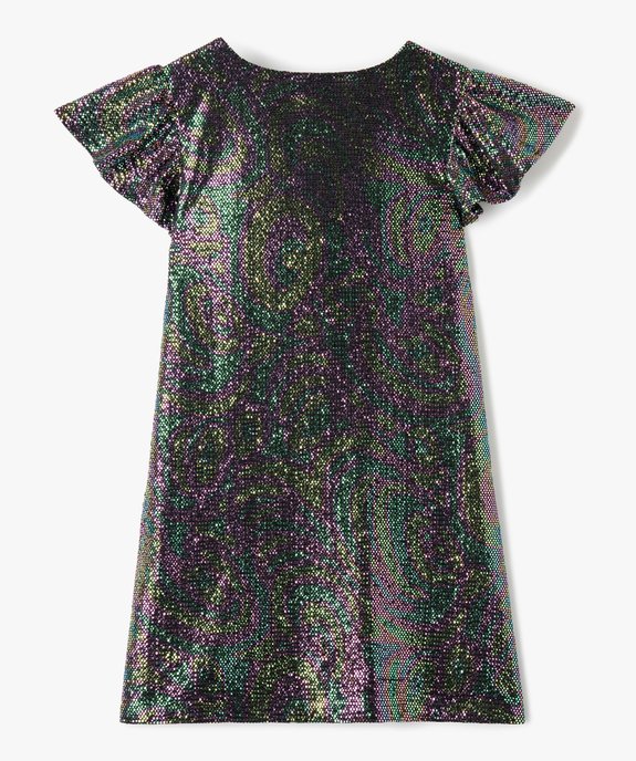 Robe fille à manches courtes avec paillettes multicolores vue3 - GEMO (ENFANT) - GEMO