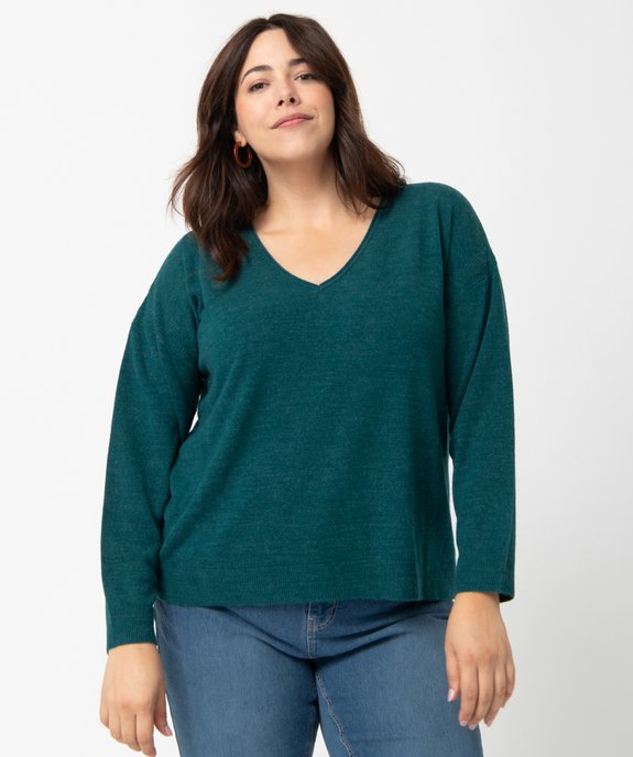Pull femme grande taille à col V vue1 - GEMO (G TAILLE) - GEMO