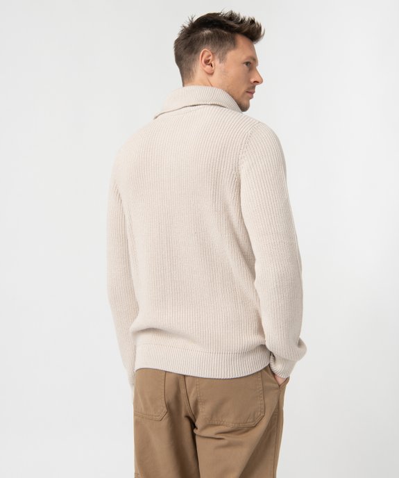 Pull homme en grosse maille à col camionneur vue3 - GEMO (HOMME) - GEMO