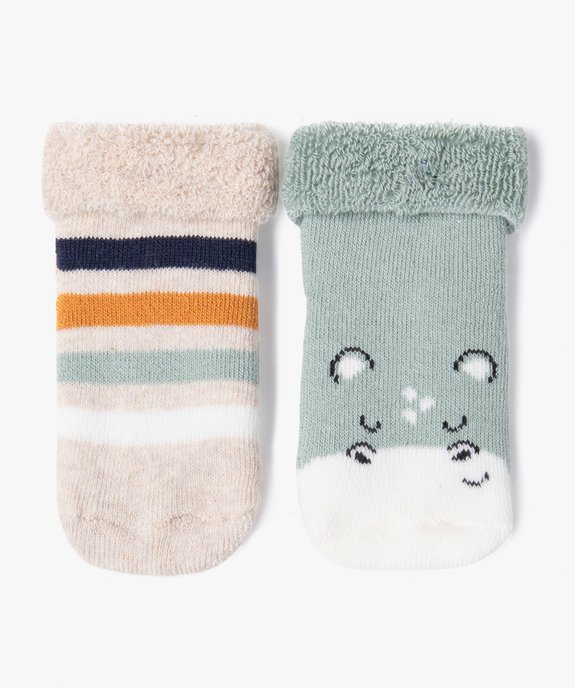 Chaussettes en maille bouclette imprimées bébé (lot de 2) vue1 - GEMO 4G BEBE - GEMO