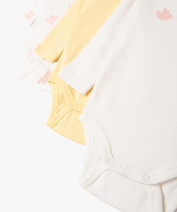 Bodies à manches longues à motifs oiseaux bébé fille (lot de 3) vue3 - GEMO 4G BEBE - GEMO