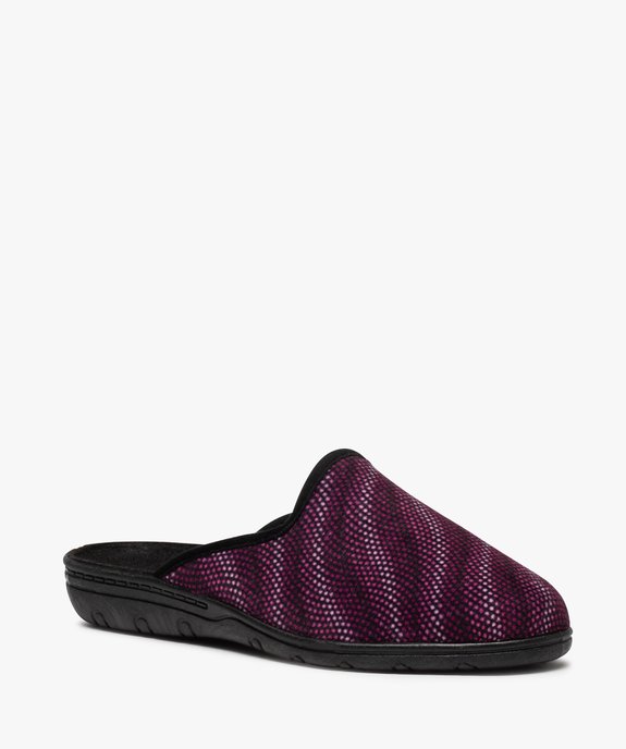 Chaussons femme mules confort en velours ras imprimé vue2 - GEMO(HOMWR FEM) - GEMO