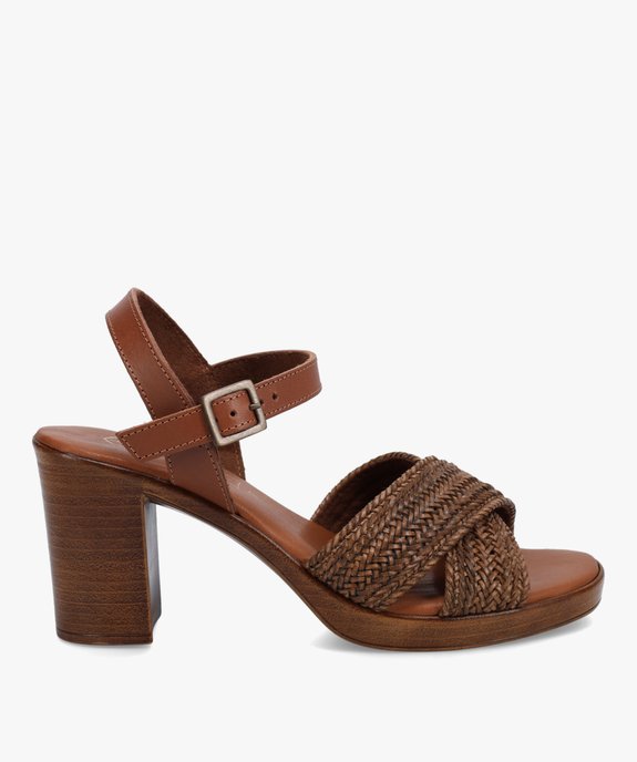 Sandales femme à talon haut et brides tressées vue1 - GEMO(URBAIN) - GEMO