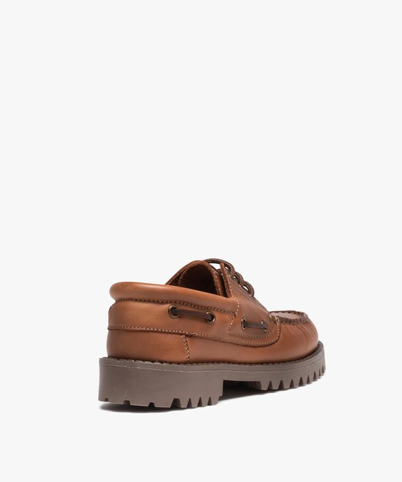 Mocassins unis en cuir à semelle crantée garçon vue4 - GEMO 4G GARCON - GEMO