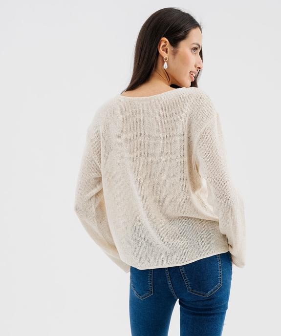 Pull léger en maille ajourée femme vue3 - GEMO(FEMME PAP) - GEMO