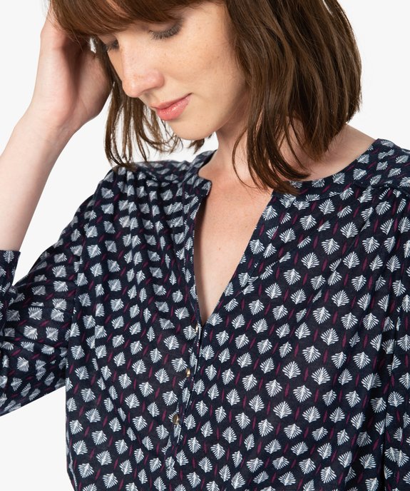 Tee-shirt femme imprimé à manches 3/4 en polyester recyclé vue2 - GEMO 4G FEMME - GEMO