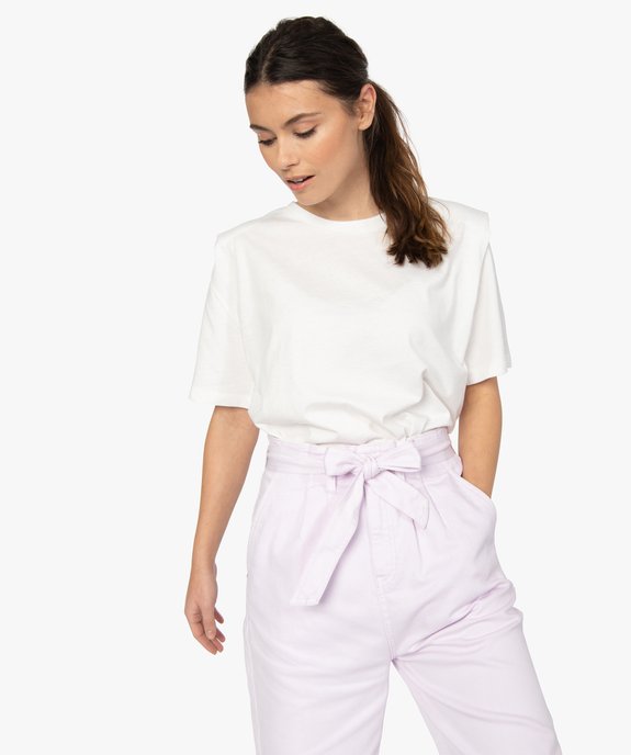 Tee-shirt femme à manches courtes et épaulettes vue1 - GEMO(FEMME PAP) - GEMO