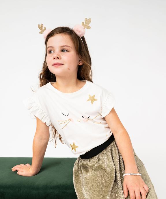 Tee-shirt sans manches avec motif chat et paillettes fille vue1 - GEMO 4G FILLE - GEMO