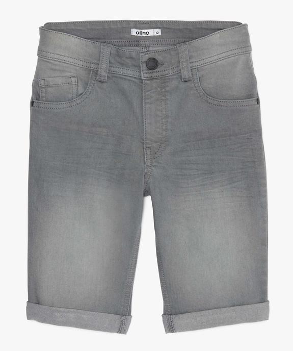 Bermuda garçon en jean stretch à revers vue2 - GEMO (JUNIOR) - GEMO