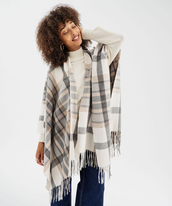 Echarpe poncho à carreaux avec fil métallisé femme vue1 - GEMO (ACCESS) - GEMO