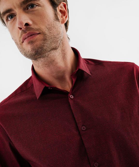 Chemise manches longues coupe droite en coton imprimé motifs géométriques homme vue2 - GEMO 4G HOMME - GEMO