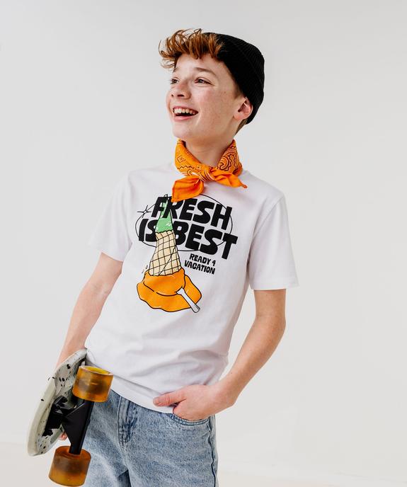 Tee-shirt manches courtes en coton imprimé garçon vue4 - GEMO 4G GARCON - GEMO