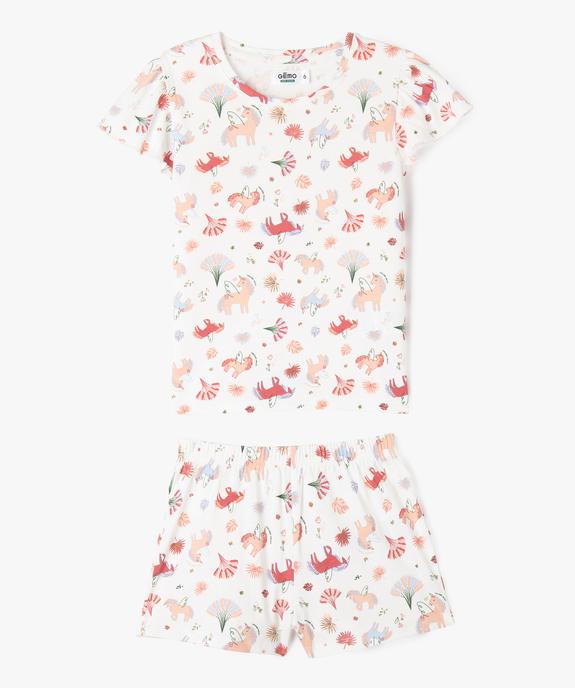 Pyjashort à motifs licornes avec manches à volants fille vue1 - GEMO 4G FILLE - GEMO