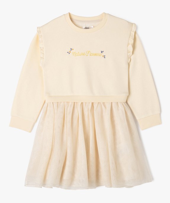 Robe sweat avec jupe en tulle fille vue1 - GEMO (ENFANT) - GEMO