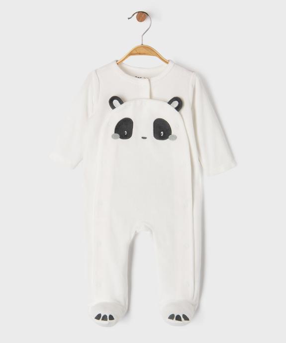 Pyjama velours motif panda ouverture devant  bébé vue7 - GEMO 4G BEBE - GEMO