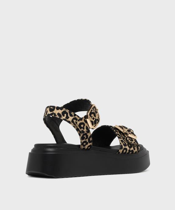 Sandales à motif animalier sur semelle plateforme femme - 5 Miles vue4 - 5 MILES - GEMO