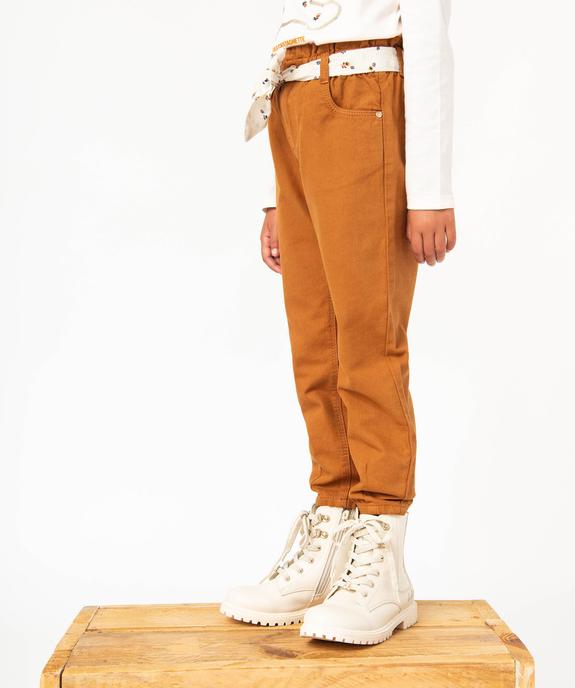 Pantalon fille en toile avec bas resserrés et ceinture fantaisie - LuluCastagnette vue1 - LULUCASTAGNETTE - GEMO