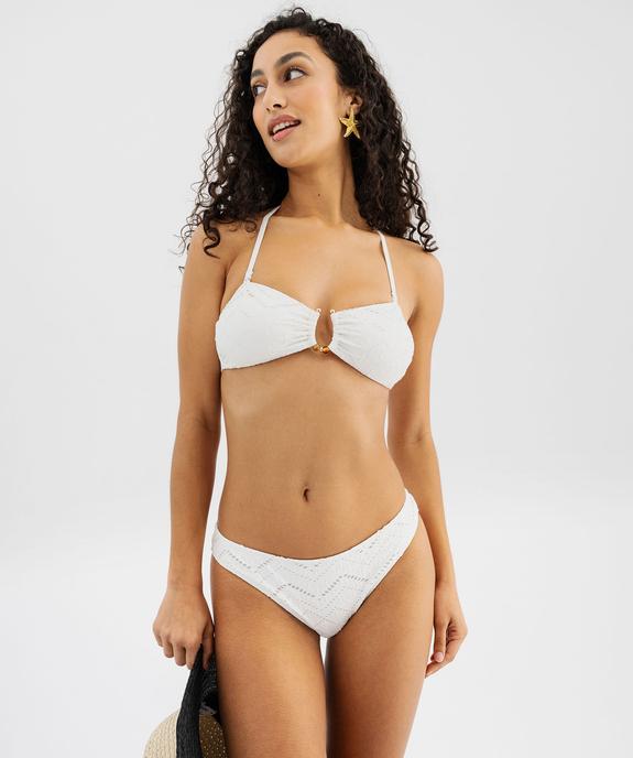 Bas de maillot de bain forme culotte effet brodé femme vue3 - GEMO (PLAGE) - GEMO