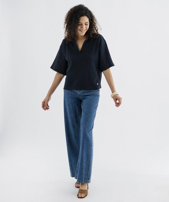 Polo en maille fantaisie ajourée femme - LuluCastagnette vue4 - LULUCASTAGNETTE - GEMO