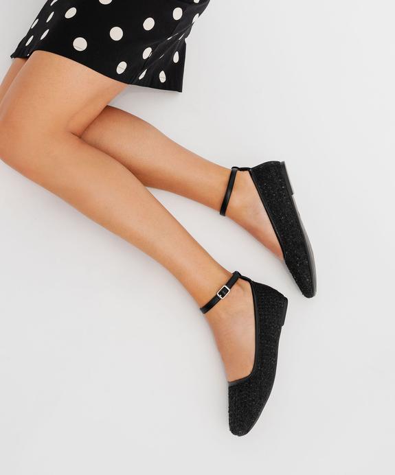 Ballerines en toile à sequins avec bride cheville femme - Follow Me vue1 - FOLLOW ME - GEMO