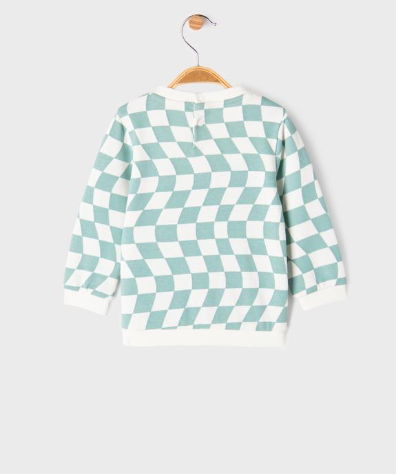 Sweat à damiers avec inscription en maille bouclette bébé garçon vue3 - GEMO 4G BEBE - GEMO