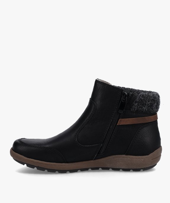 Boots confort femme à talon plat et col en maille vue3 - SOFTRELAX - GEMO
