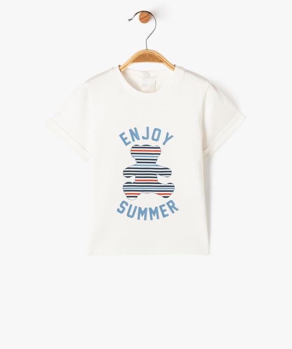 Tee-shirt à manches courtes avec inscription bébé garçon - LuluCastagnette vue1 - LULUCASTAGNETTE - GEMO