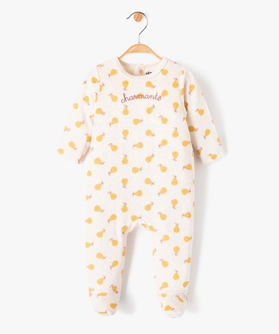 Pyjama bébé fille en velours imprimé poires et broderie vue2 - GEMO(BB COUCHE) - GEMO