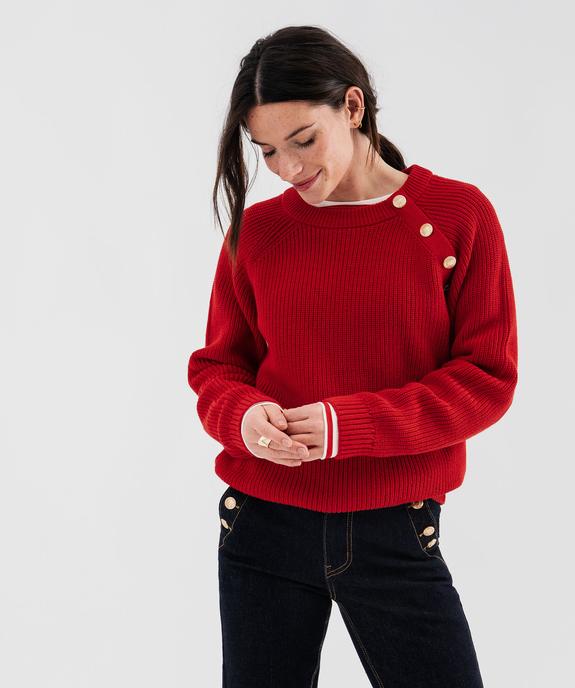 Pull en côtes perlées esprit marinière femme - LuluCastagnette vue2 - LULU CASTAGNETTE GEMO FOR GOOD - GEMO