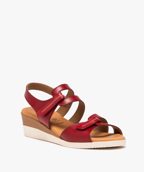 Sandales femme compensées à brides scratch en cuir vue2 - VALENTINA BALDA - GEMO