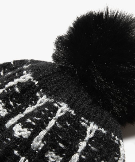 Bonnet femme en maille brillante avec pompon vue2 - GEMO (ACCESS) - GEMO